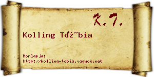 Kolling Tóbia névjegykártya